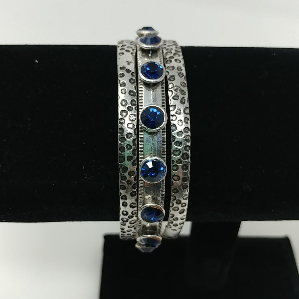 3 Piece Bangles Blue Stone Bracelet